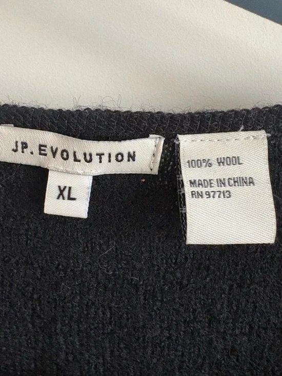 Black Open-Front Wool Cardigan with Teal Floral Accents - Picture 3 of 4